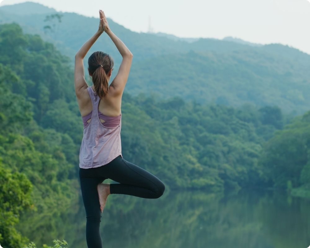 Nature and yoga go hand in hand in this image for busy nurses