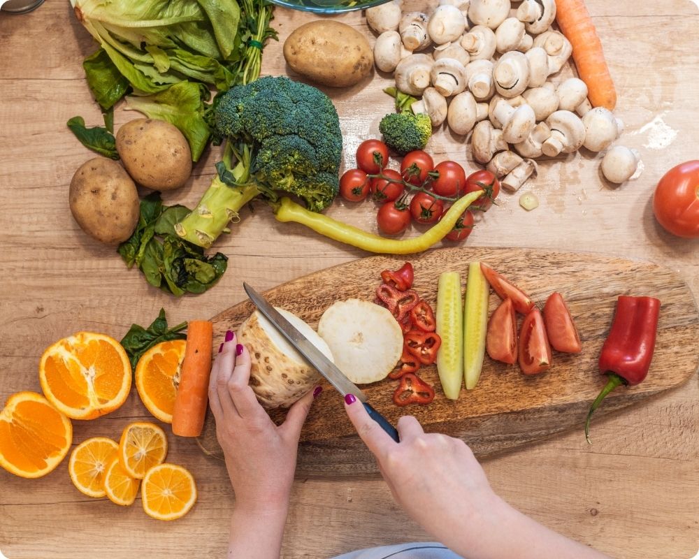 Colorful food being prepared for Meal Prep Basics for Nurses