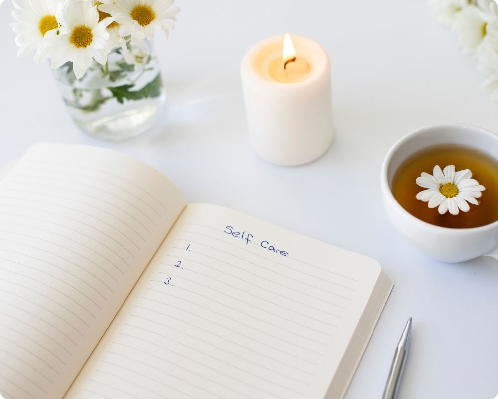 Journaling, aroma therapy and herbal tea. All acts of Self-Care Activities for Nurses.